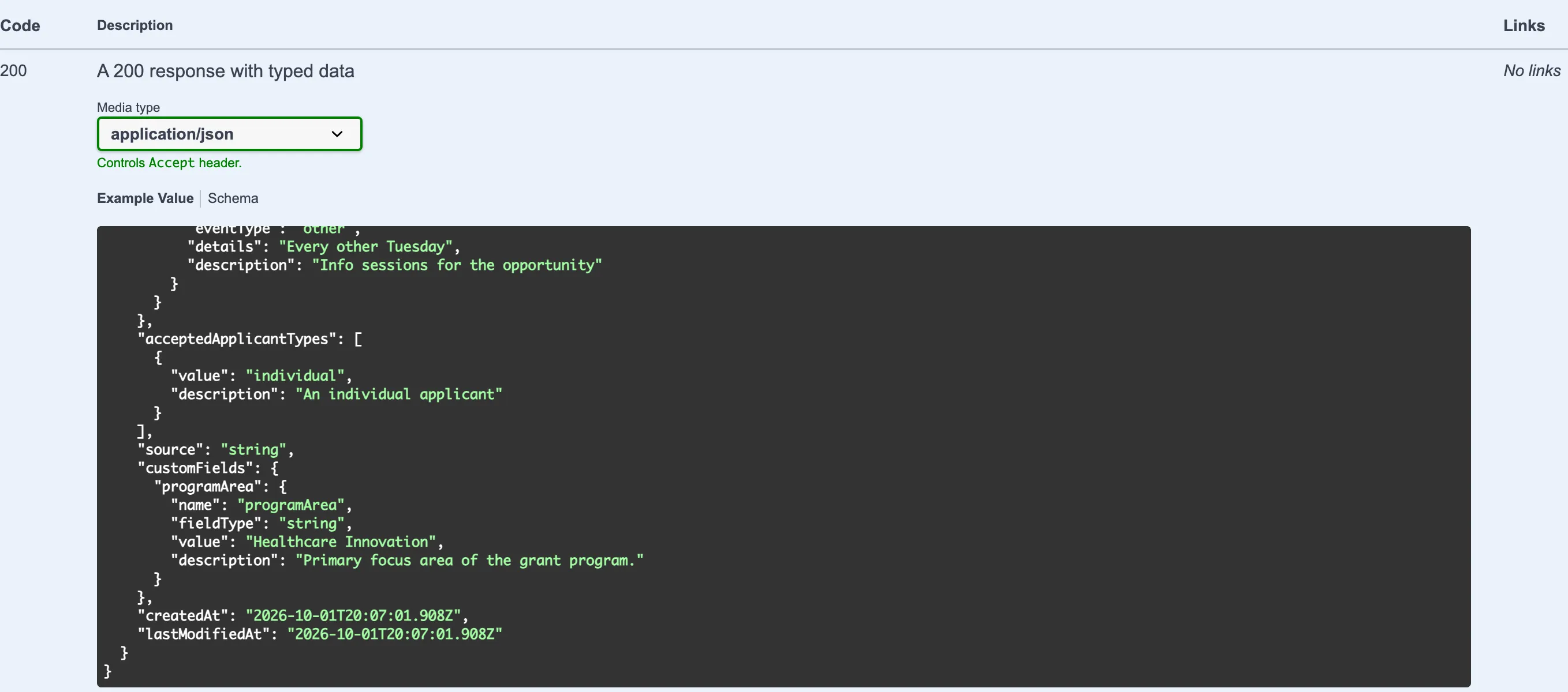 Screenshot of a custom field in OpenAPI docs